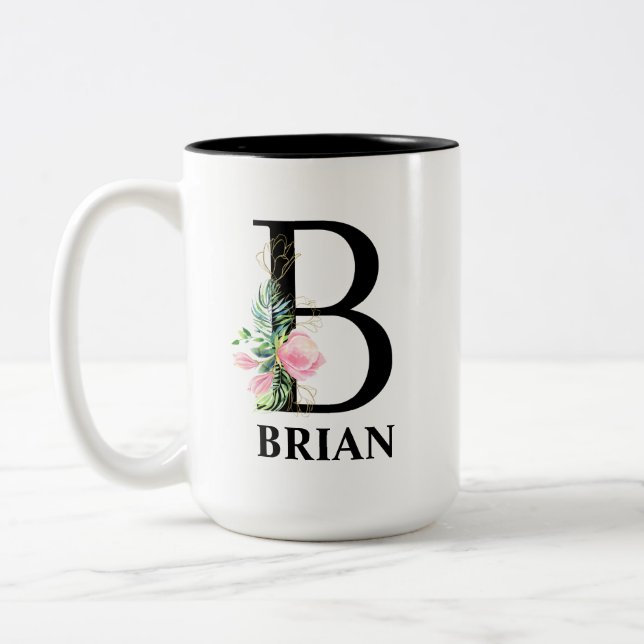 Tasse 2 Couleurs Jolie initiale monogrammée B (Gauche)