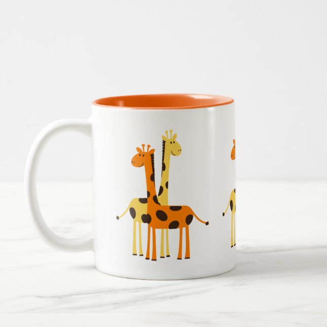 Tasse 2 Couleurs Jolie paire de girafe drôle (Gauche)
