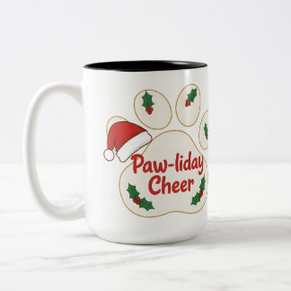 Tasse 2 Couleurs Jolie patte d'animal de Noël