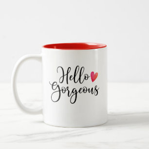 Tasse 2 Couleurs Jolie Rouge Valentines Jour Bonjour magnifique