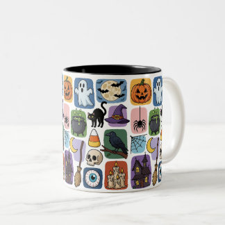 Tasse 2 Couleurs Jolies icônes effrayantes d'Halloween
