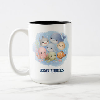 Tasse 2 Couleurs Jolis amis de l'océan en cartoon Animaux marins à