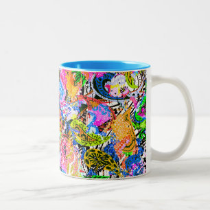 Tasse 2 Couleurs Jolis fleurs de paisley mixtes abstraits colorés