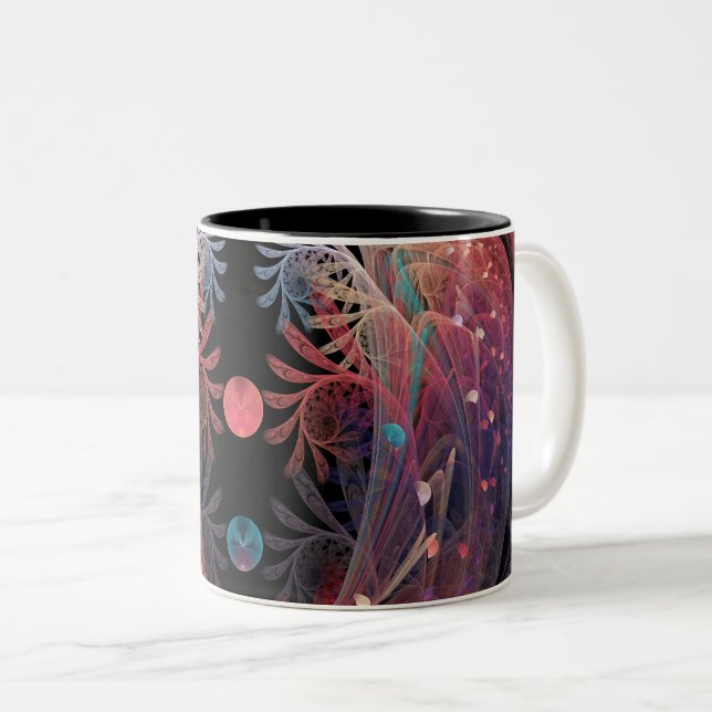 Tasse 2 Couleurs Jonglage Abstrait Fantastique Moderne Art Fractal (Devant droit)