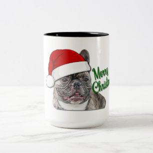 Tasse 2 Couleurs Jote Brindle French Bulldog Puppy Père Noël