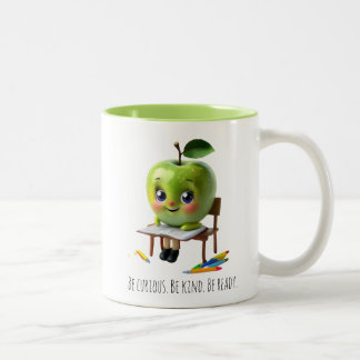 Tasse 2 Couleurs Jote Green Apple Student - Be Curieux Citation Des