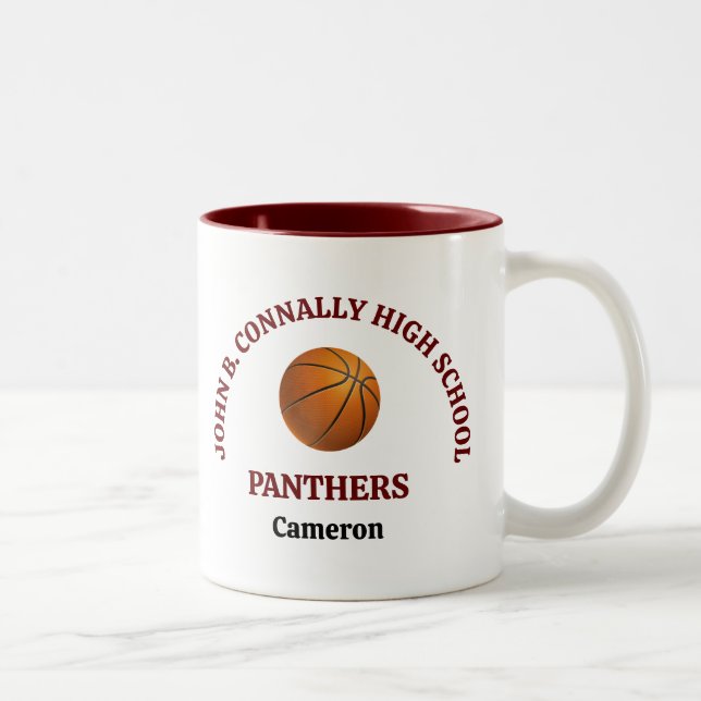 Tasse 2 Couleurs Joueur de basket-ball personnalisé au lycée Marron (Droit)