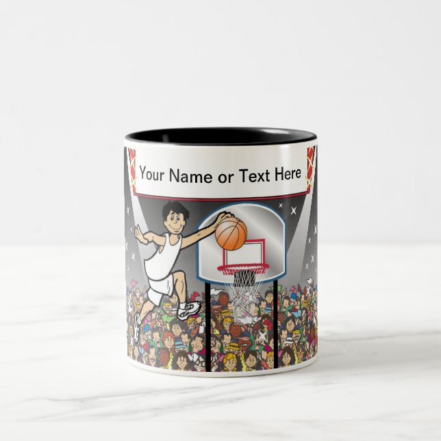 Tasse 2 Couleurs Joueur de basket-ball personnalisé - Dessin mascul (Centre)