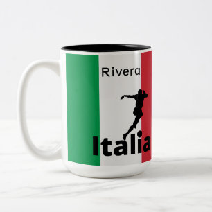 Tasse 2 Couleurs Joueur de football, Italie personnalisable