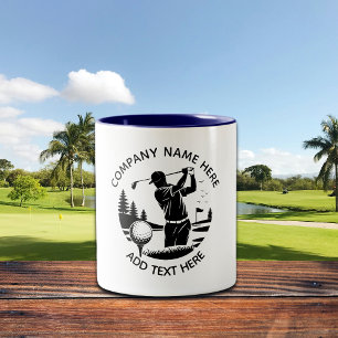 Tasse 2 Couleurs Joueur de golf Pins arbres Ajouter un nom