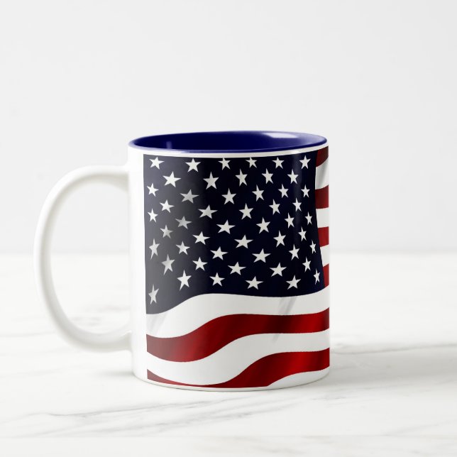 Tasse 2 Couleurs Jour de l'indépendance patriotique du drapeau amér (Gauche)