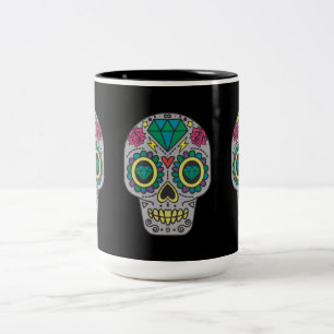 Tasse 2 Couleurs Jour des Roses morts et des crânes de cristal sur 