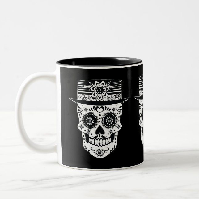 Tasse 2 Couleurs Jour du crâne de sucre mort (Gauche)