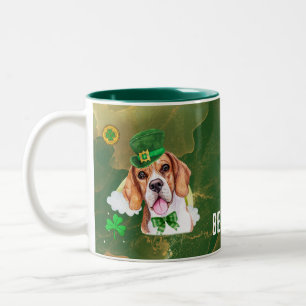 Tasse 2 Couleurs Jour Gold St. Patricks Beagle sur mesure