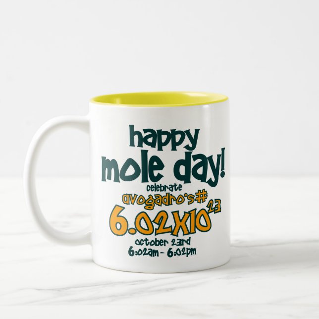 Tasse 2 Couleurs JOUR HEUREUX DE TAUPE ! (le nombre d'Avogadro) (Gauche)