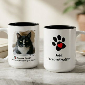 Tasse 2 Couleurs Journée d'adoption de chat pour toujours à la mais