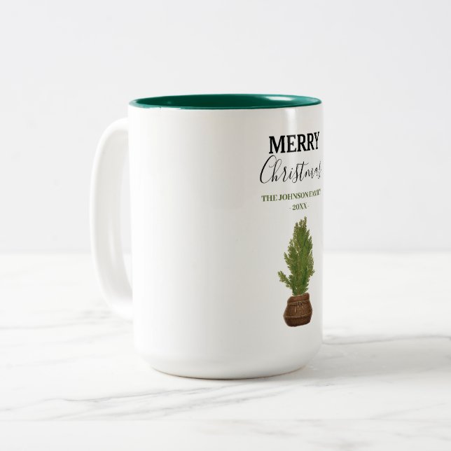 Tasse 2 Couleurs Jours fériés de Noël rustique (Devant gauche)