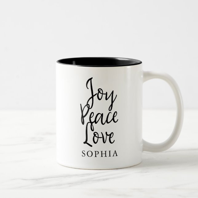 Tasse 2 Couleurs Joy Peace Love Inspirational (Droit)
