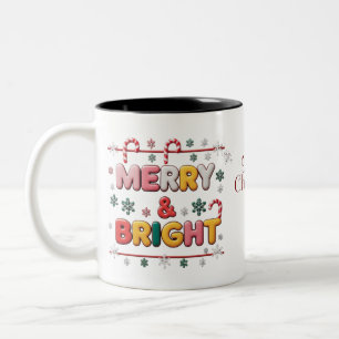 Tasse 2 Couleurs Joyeuse et brillante boîte de Noël à deux tons - S