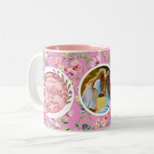 Tasse 2 Couleurs Joyeuse Fête des Mères Élégante Photo moderne