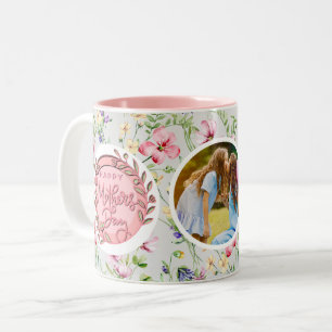 Tasse 2 Couleurs Joyeuse Fête des Mères Photo Élégante Moderne