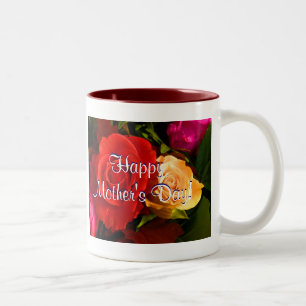 Tasse 2 Couleurs Joyeuse fête des mères Roses rouges jaunes