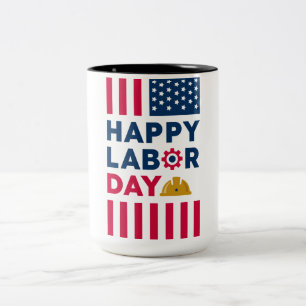 Tasse 2 Couleurs Joyeuse fête du Travail, États-Unis