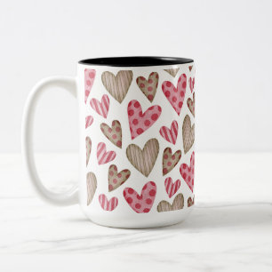 Tasse 2 Couleurs Joyeuse Saint-Valentin cœurs élégants colorés