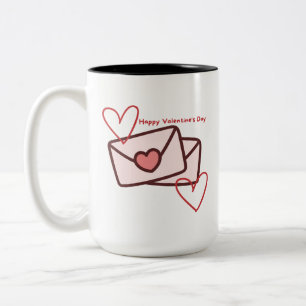 Tasse 2 Couleurs Joyeuse Saint-Valentin Rouge Coeur