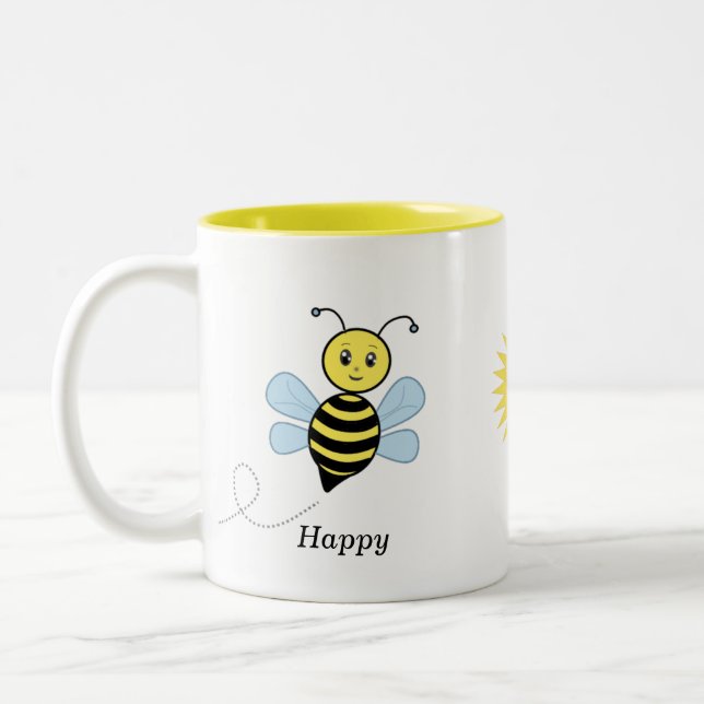 Tasse 2 Couleurs Joyeuses abeilles et soleil mignon (Gauche)
