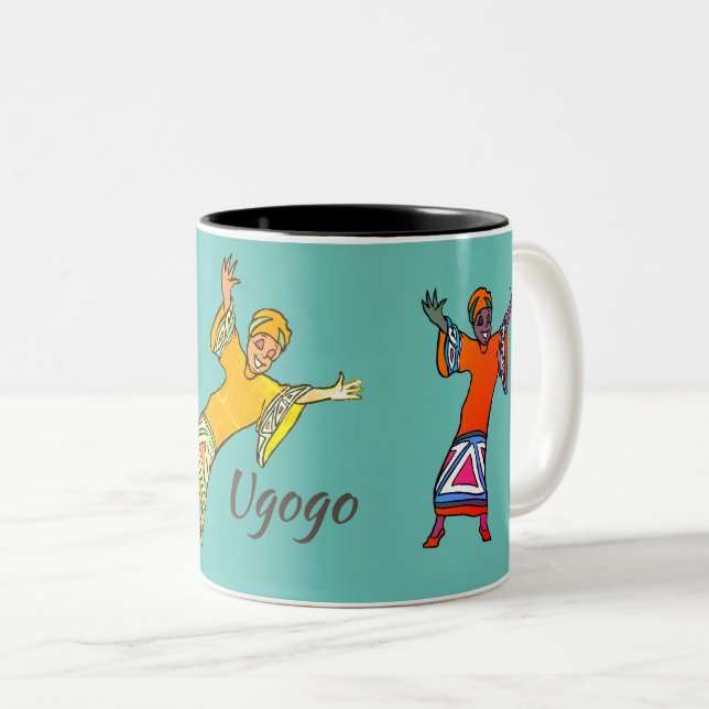 Tasse 2 Couleurs Joyeuses femmes Zulu dansant (Devant droit)