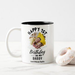 Tasse 2 Couleurs Joyeux 1er anniversaire comme mon papa Photo perso
