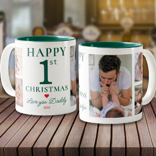 Tasse 2 Couleurs Joyeux 1er Noël Je t'aime Papa 5 Photo Vert