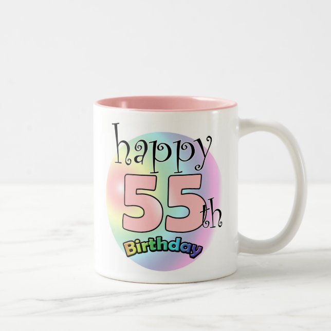 Tasse 2 Couleurs Joyeux 55ème anniversaire (roze) (Droit)