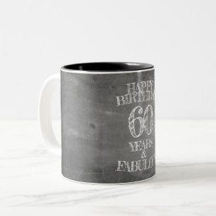 Tasse 2 Couleurs Joyeux anniversaire - 60 ans & Fabuleux en chalkbo