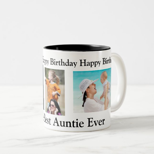 Tasse 2 Couleurs Joyeux anniversaire à la meilleure tante jamais (Devant droit)