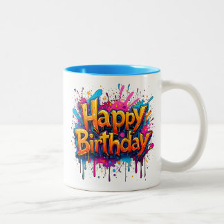 Tasse 2 Couleurs Joyeux anniversaire au peintre