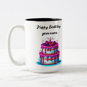 Tasse 2 Couleurs Joyeux Anniversaire Et Citation