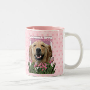 Tasse 2 Couleurs Joyeux anniversaire - golden retriever - Mickey