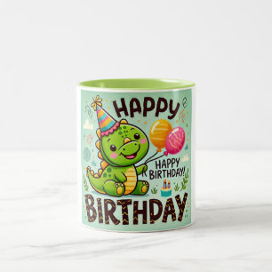 Tasse 2 Couleurs Joyeux anniversaire mignon Dino Roar