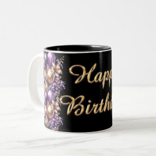 Tasse 2 Couleurs Joyeux anniversaire noir et violet
