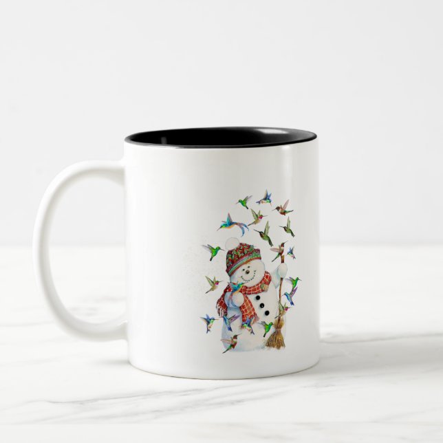 Tasse 2 Couleurs Joyeux bonhomme de neige de Noël (Gauche)