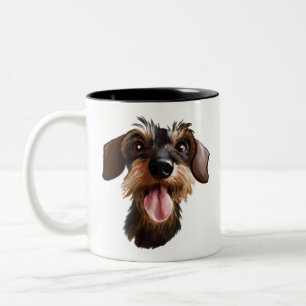 Tasse 2 Couleurs Joyeux café Dachshund À poils durs à deux tons