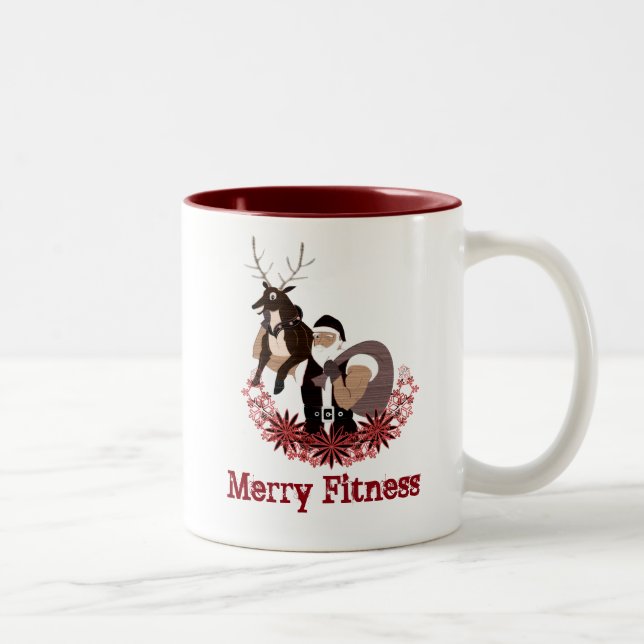 Tasse 2 Couleurs Joyeux fitness Noël drôle couverture (Droit)