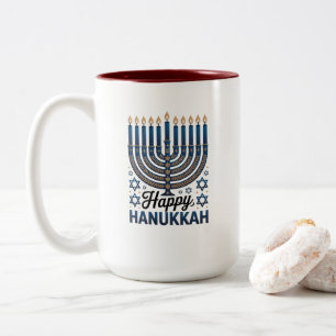 Tasse 2 Couleurs Joyeux Hanukka Élégant Art de Fête Juive