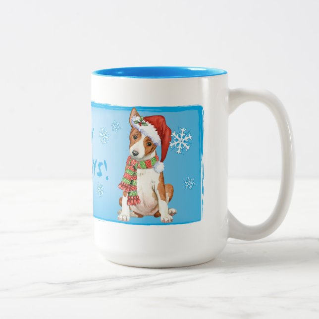 Tasse 2 Couleurs Joyeux Howliday Basenji (Droit)