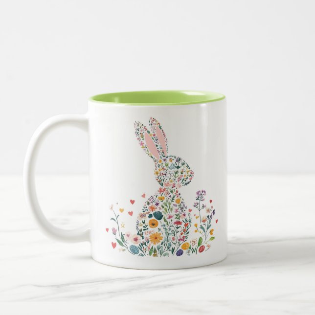 Tasse 2 Couleurs Joyeux Lapin de Pâques (Gauche)