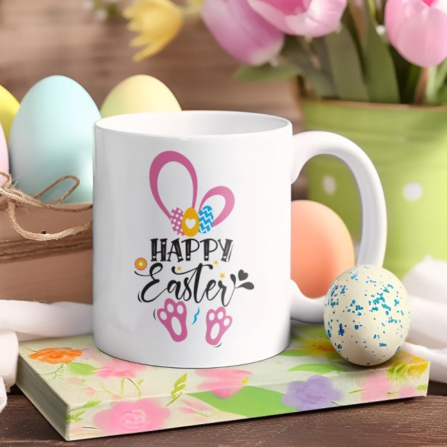 Tasse 2 Couleurs Joyeux lapin mignon de Pâques longues oreilles cha (Créateur téléchargé)