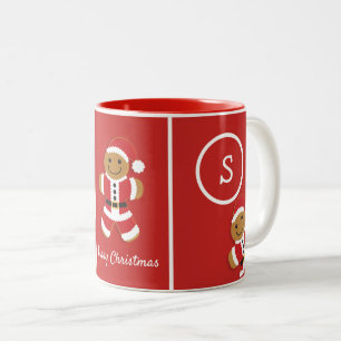 Tasse 2 Couleurs Joyeux Monogramme de Noël Pain d'épice Père Noël R