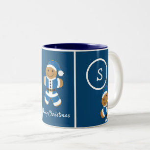 Tasse 2 Couleurs Joyeux monogramme de Noël Pain d'épices Père No